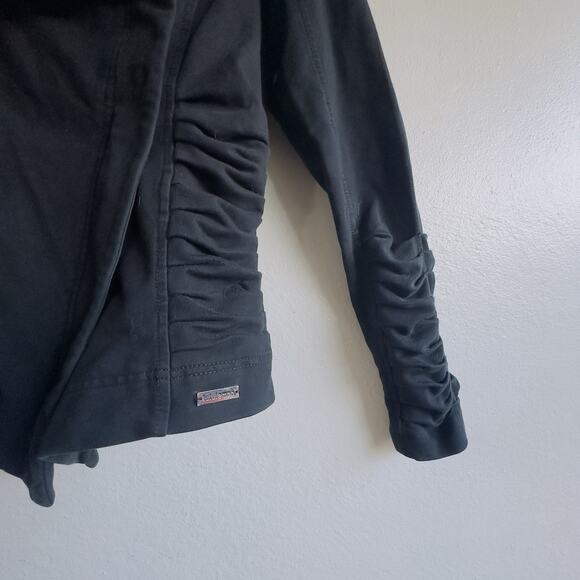 Lululemon Solace Ruched Jacket Black Sz 6 Asymmetril Moto Zip Stretch Athleisure - Picture 3 of 9